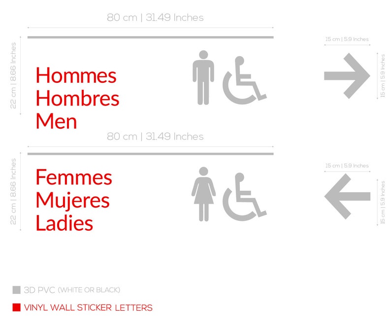 Restroom SIGN Handicapped Bathroom Men Women Sign Vinyl - Etsy