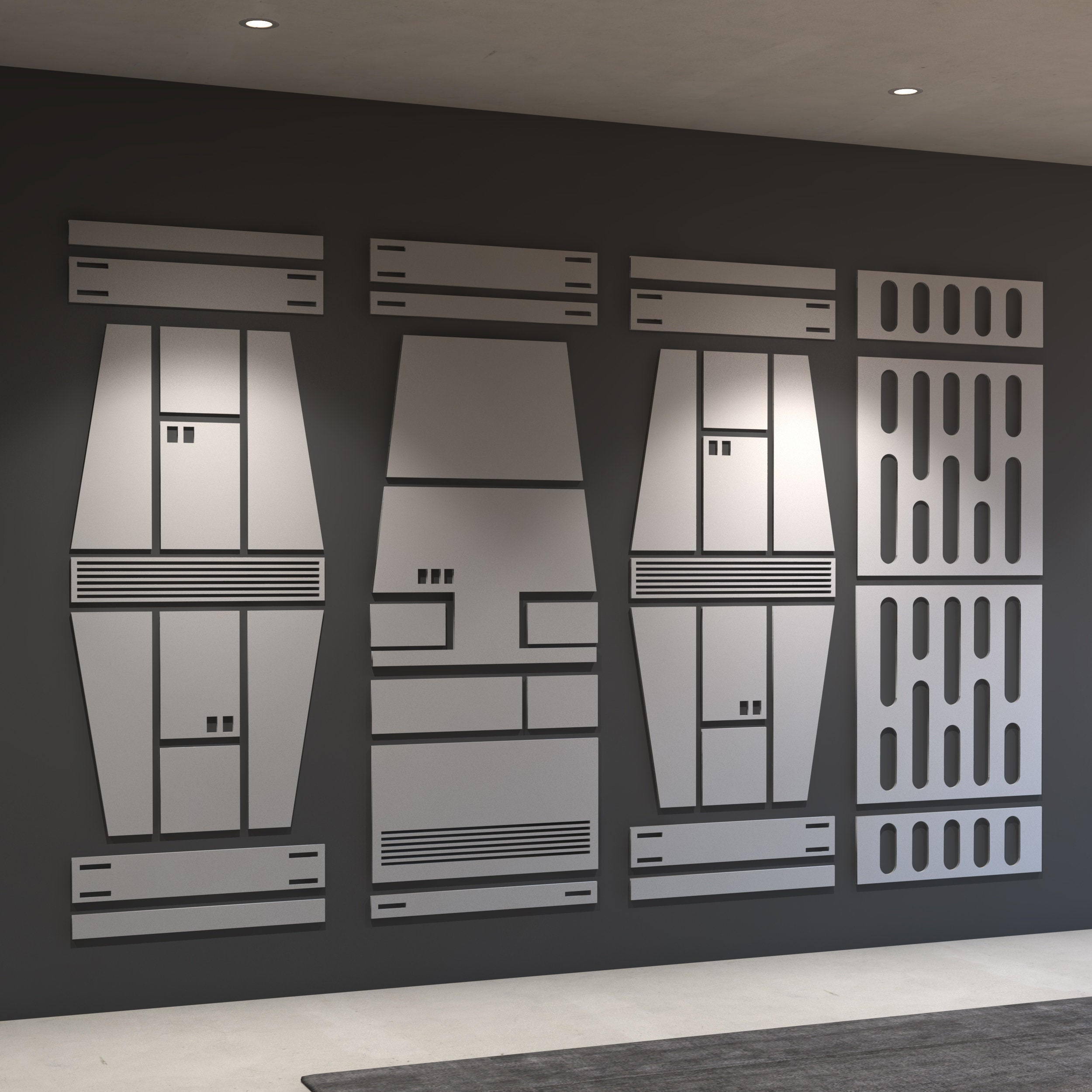 Science Fiction Spaceship Wall Pattern, Wall Panels, Wall Paneling ...