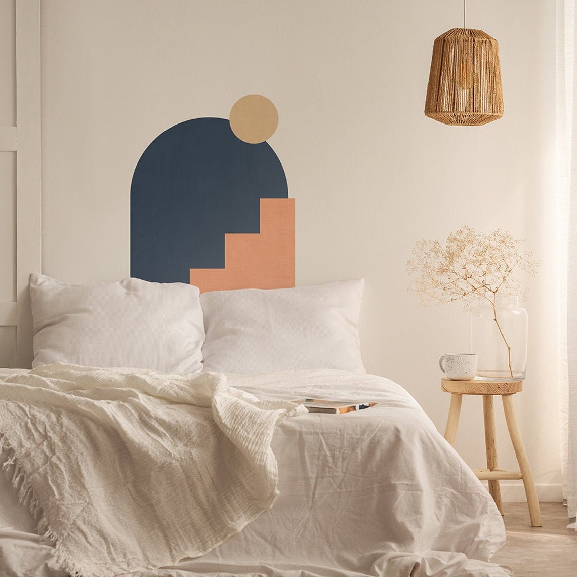 Boho Wall Decal, Mid Century Wall Decal, Retro Minimal Art Minimalist ...