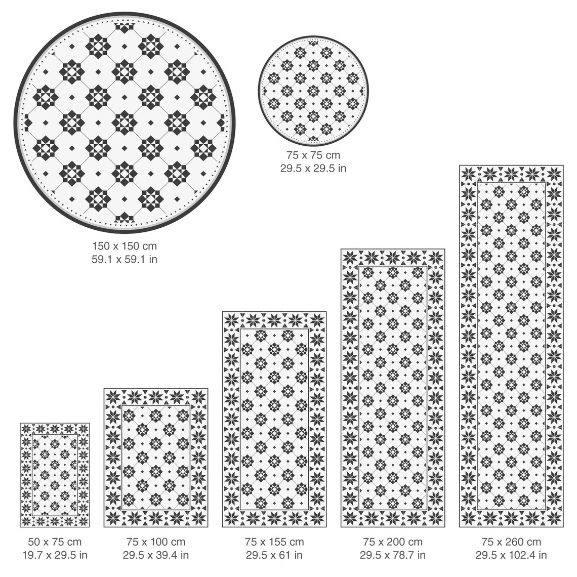 Vinyl Mat Tile Pattern Geometric Grey Decorative Linoleum Etsy