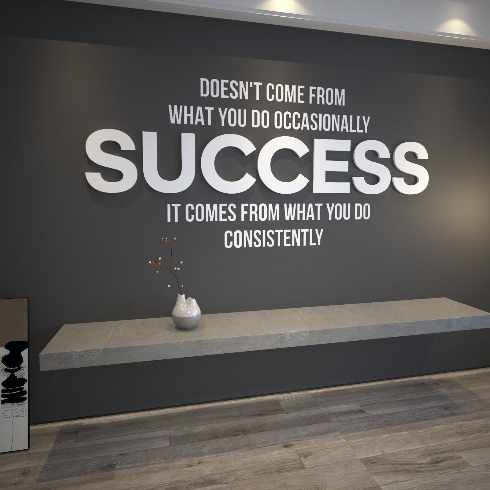 Success, Office Wall Art, Lettering 3D, Office Sign Wall Decal, Affirmation Quote Art, SKU:SUCC