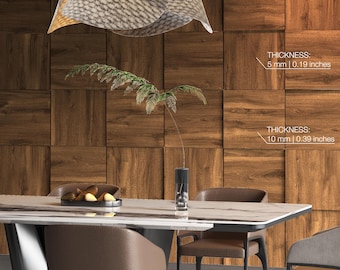 Dark Wood Modular Squares, 3D Decorative Wall Panels, Easy