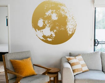 Autocollant mural, lune dorée, motif phase, autocollant mural pour décoration de chambre à coucher