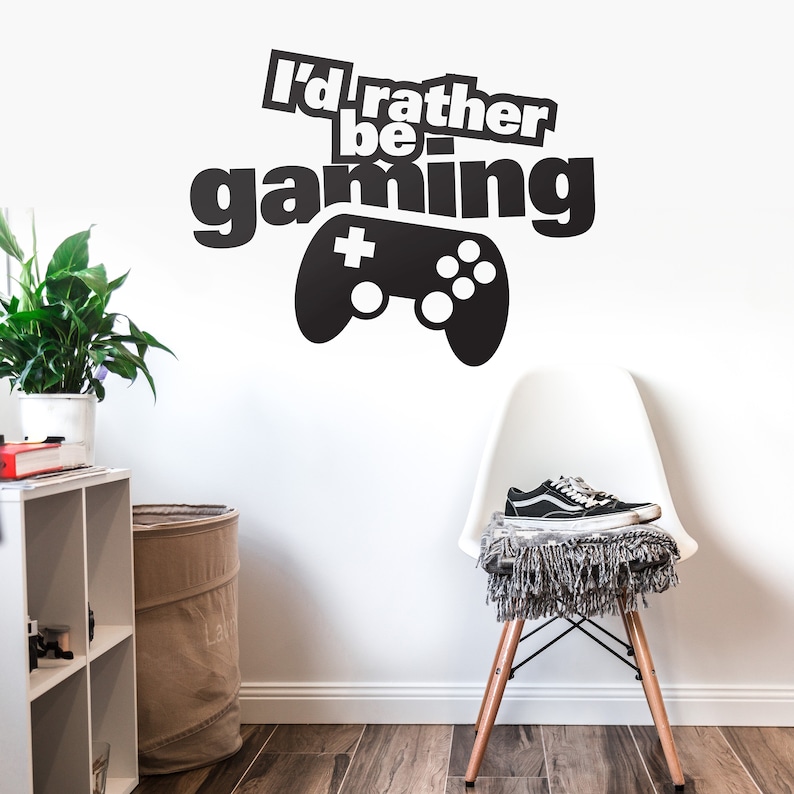 Id rather be gaming Gaming Decor Gaming Wall Decal Decal Etsy