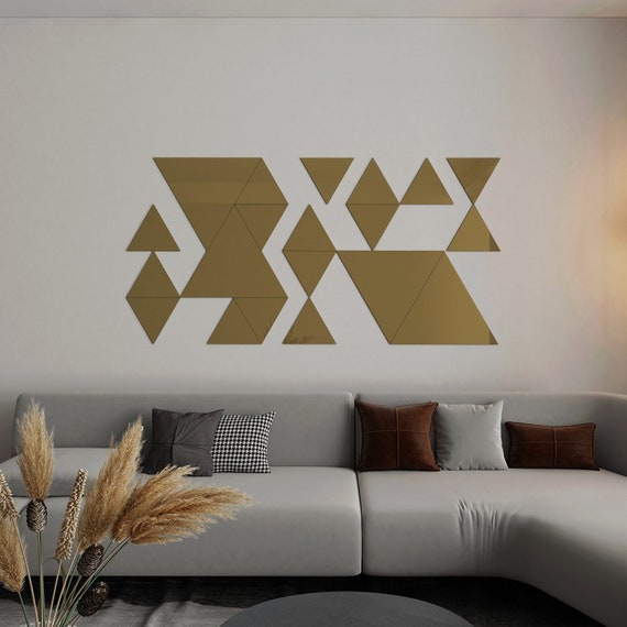 Triangles Mirror Wall Decor 3D Mirror Wall Art Geometric - Etsy