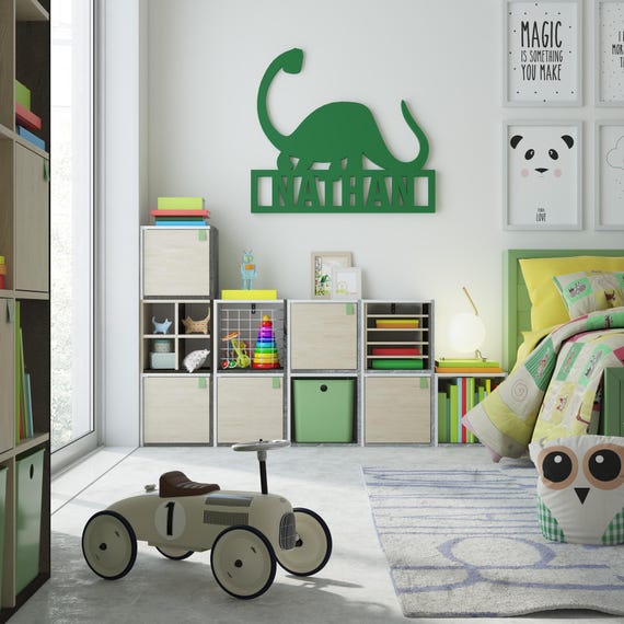 Cute Dinosaur Wall Sign Custom Name, Baby Boy Nursery Decor, Personalized Kids Room Decor, Dino Name Sign, Nursery Wall Art, SKU:CTAP