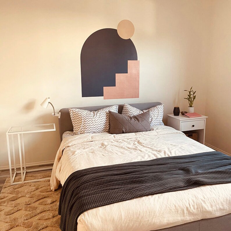 Boho Wall Decal Mid Century Wall Decal Retro Minimal Art Etsy