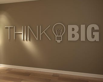 Think Big, 3D, Office, Büro Dekoration, Dekoration, Wall Art, Wanddeko, Kunstwerk, Wanddekoration, Wandkunst, Deko, Kunst - SKU:THBI