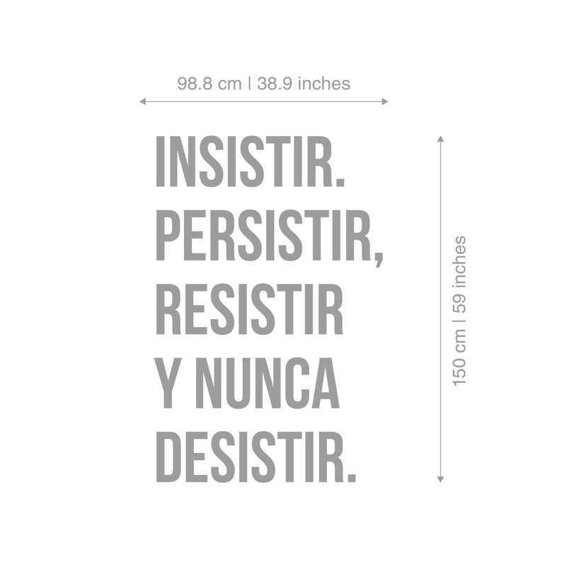 Insistir Persistir, Resistir Nunca Desistir, Arte de la Pared del Gimnasio, Signo de Cita Motivacional, SKU:IPRY image 3