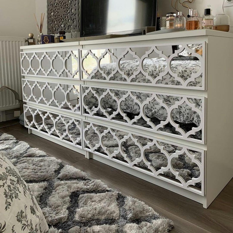 Fretwork - Trellis - Overlays - Furniture Appliques - Malm Kits - Mirror - Lattice - Refurbish - SKU:TrellisMI 