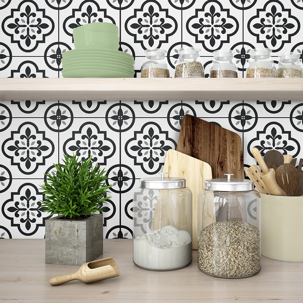RE-COVERTILES - 15 stuks Tegel Sticker 20x20 cm PS00156 Wandmozaïek cementtegellijm voor badkamer en keuken Peel and Stick