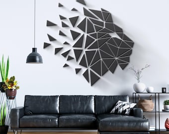 Geometric Lion Head - Geometric Animal - Geometric 3D Art - Animal Head Art - Wall Decor - SKU: LIHE