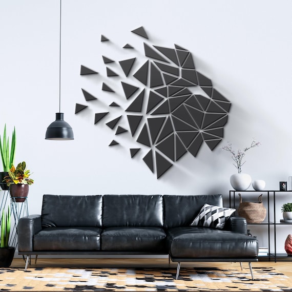 Lion Géométrique Bois 3D – Décoration Murale 50x40 Cm Style Safari Naturel – Art Mural Moderne Facile à Poser