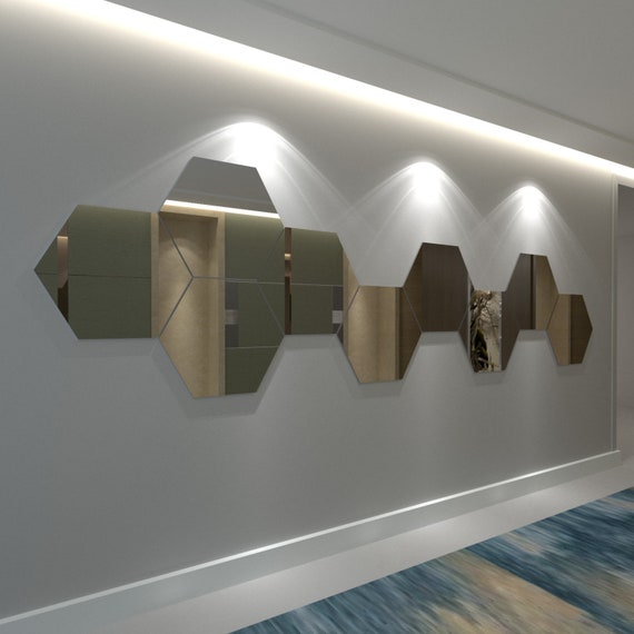 Aluminium Composite Panels, 9 Panels , Hexagons , Honeycomb , wall decor  - SKU:HEXAC9