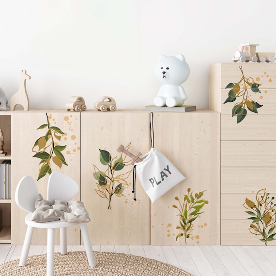 Calcomanías de muebles de flores, gabinete de flores, vinilo adhesivo para  cubrir muebles, pegatinas de muebles florales, decoración de guardería,  niños Boho SKU:FLEAF -  España