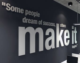 Make it Happen, trójwymiarowa dekoracja ścienna do biura, inspirujące i motywujące naklejki typograficzne - SKU:OMIH