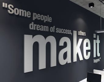 Make it Happen, 3D office decor wall art, Inspirational and Motivational typography decals stickers - SKU:OMIH