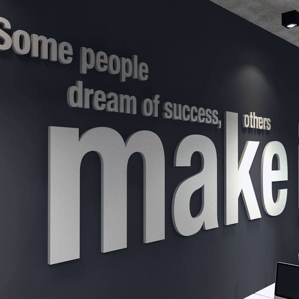 Make it Happen, 3D office decor wall art, Inspirational and Motivational typography decals stickers - SKU:OMIH