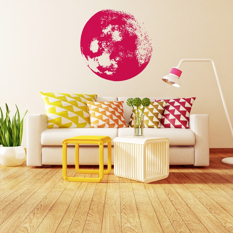 Moon Decal Moon Home Decor Sticker Customize Moon Color Etsy
