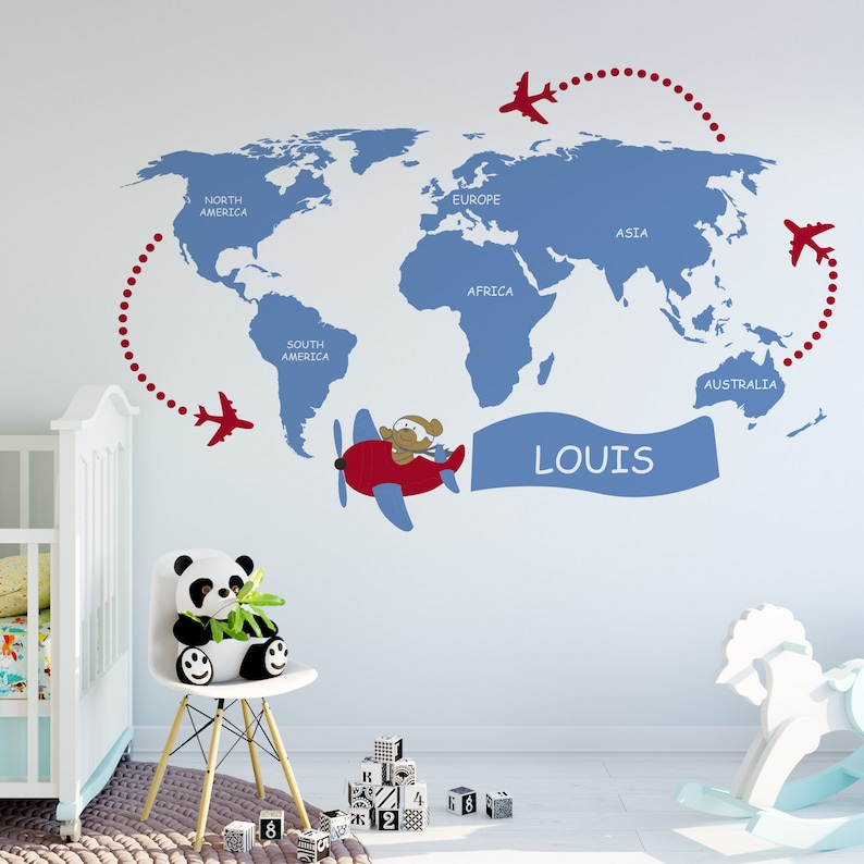 Nursery World Map Kids World Map Decal World Map Wall Etsy Canada