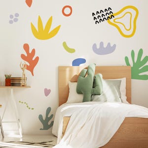 Colorful Matisse Inspired  Style Wall Decals, Mid-Century Wavy Abstract Shapes, Colorful Nursery Decals, Living Room Decor, SKU:MAIS
