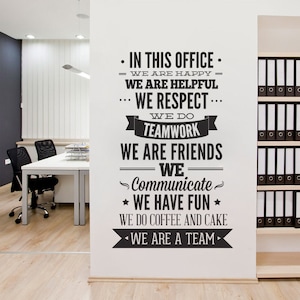 Office Decor Typography Wall Art Sticker, In This Office for walls or furniture Office Sticker Motivational Decals SKU:THOFFSTK image 1