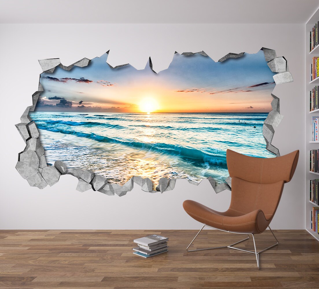 Coucher du soleil 3d 3d stickers muraux Brisé Wall Decal 3d imprimé 3d art  mural 3d art Wall Sticker Wall Decal SKU: BV3DM -  Canada