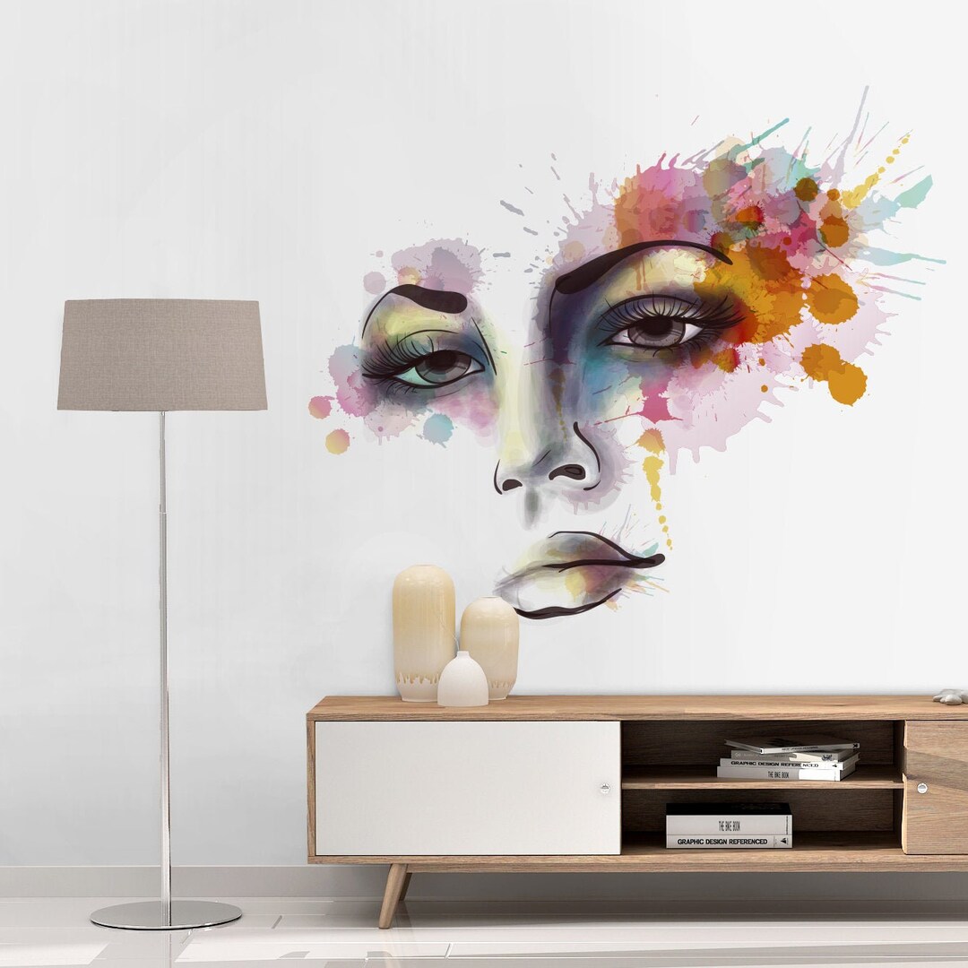 Woman Face Watercolor Decal Vinyl Wall Art Decal Etsy