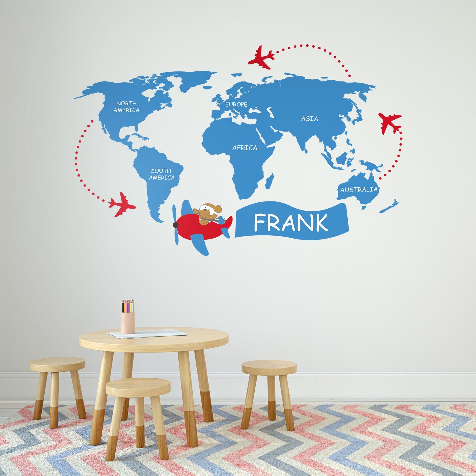 Nursery World Map Wall Decal, Kids Map Wall Sticker, Baby Room Decor ...