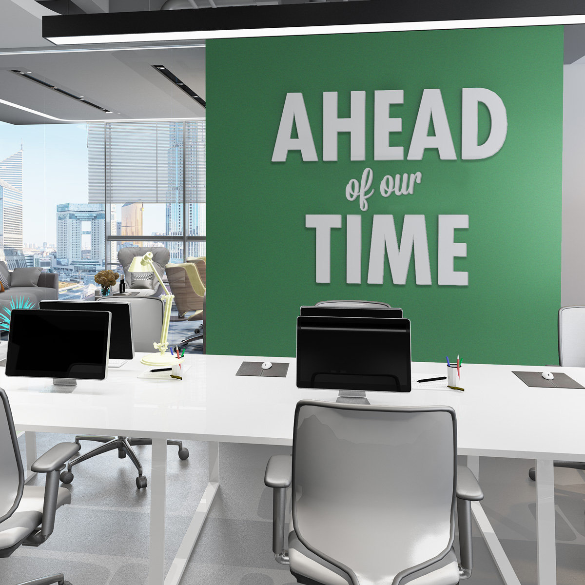 En Avance Sur Notre Temps, Décoration De Bureau, Citations, Murale, Art Mural, Citations Inspirantes, Citation, Mural Bureau - Sku aout