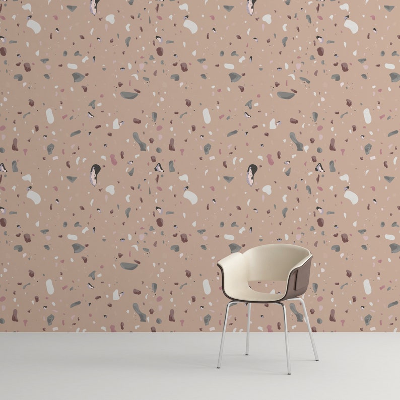 Terrazzo Old Pink Terrazzo Pattern Wallpaper, Wall Decor, Wall Decoration, Removable Wallpaper, Peel and Stick Wallpaper SKU:OPTRR image 2