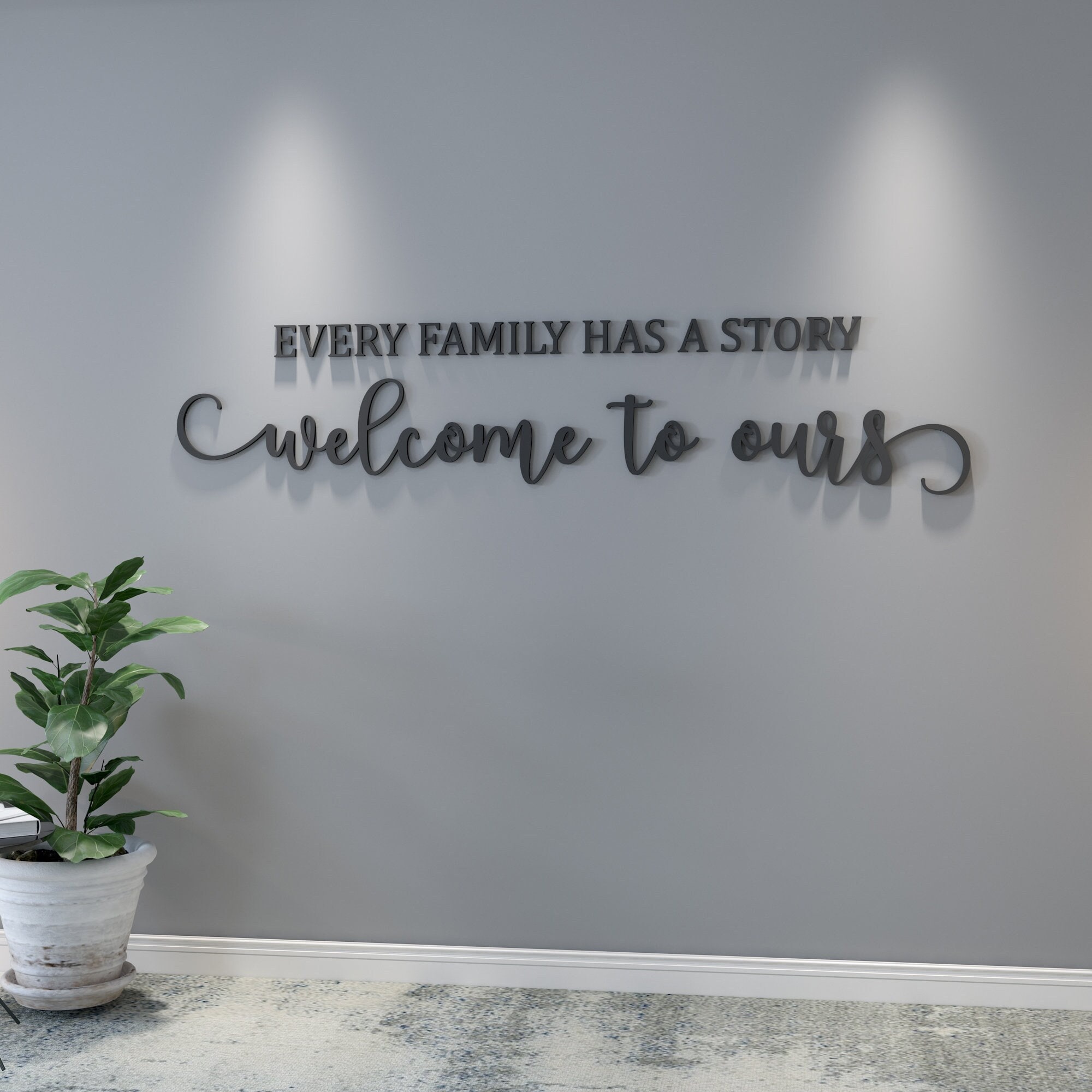 Every Family has a Story, Welcome to ours, Inspirational Wall Art, Lettering Art, Dining Room Quote, SKU:EFHS