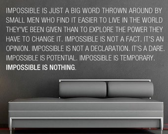 Impossible is Nothing - Office Decor - Wall Sticker - Decal - Knowledge Decal  - Inspirational Stickers - Motivational Decals - SKU:IMPOSS