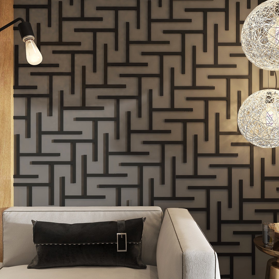 View of Wall Panels, Geometric Wall Design, 3D Accent Wall, Art Wall Paneling ...