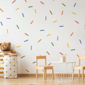 Colorful Confetti Wall Stickers, Rainbow Sprinkles Wall Decals, Peel & Stick Nursery Decals, Baby Room Playroom, Set 120 Pieces, SKU:CONF