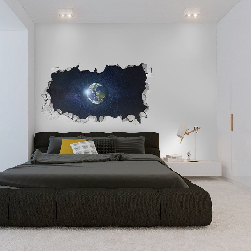 Planet Earth Wall Decal 3D - 3d Wallpaper - 3d Wall Decals - 3d Printed ...