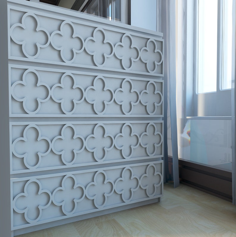 Flowers Fretwork Overlays Makeover Furniture Decor Malm Etsy