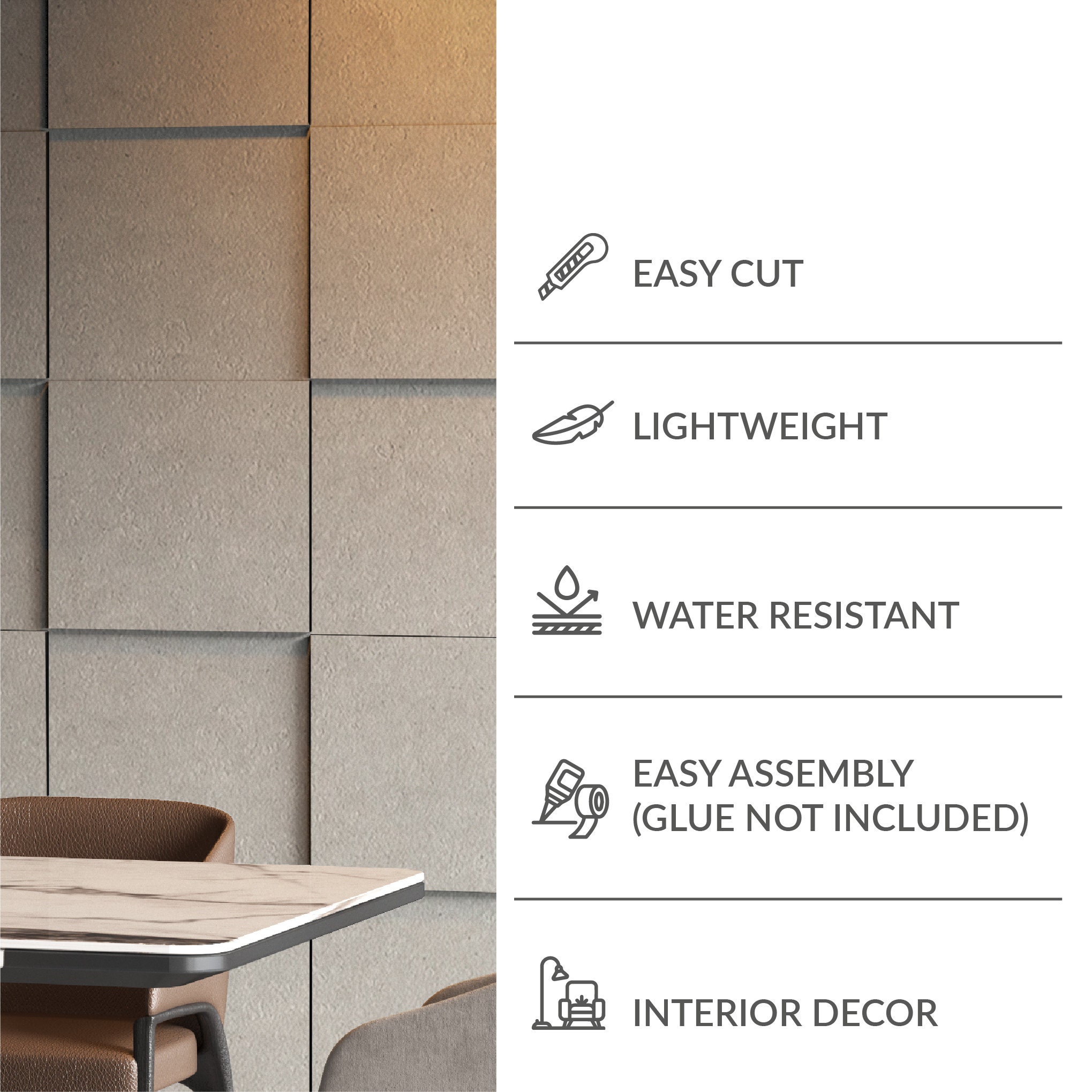 Concrete Modular Squares, 3dimensional Accent Wall, Large Wall Panels ...