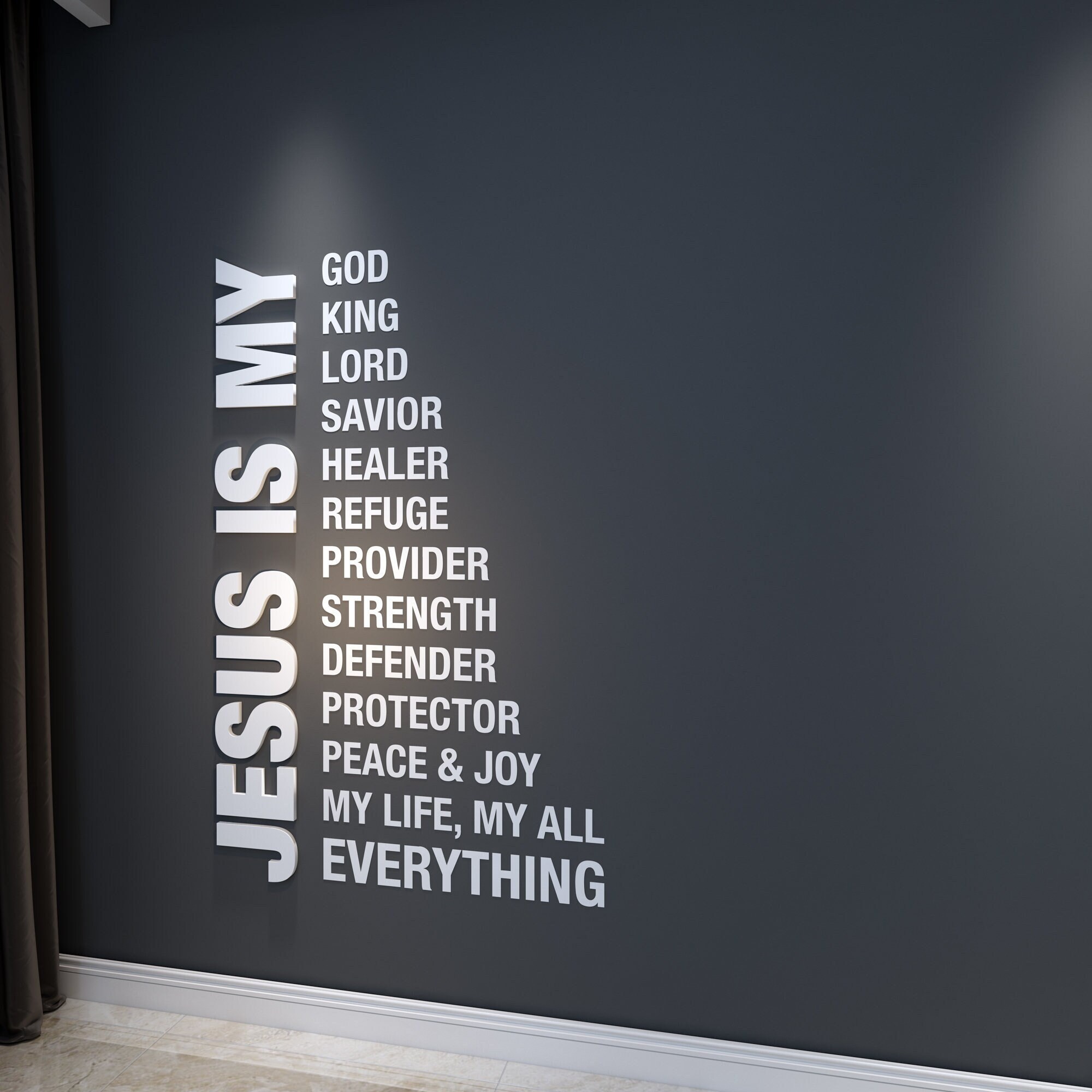 Jesus is my, Religious Wall Sign, Christian Wall Words, Church Sanctuary Wall Art, SKU:JEMY