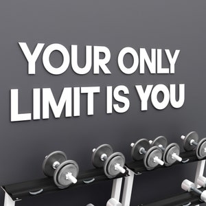 Your only limit is you, home gym wall sign, training wall decor, motivational quote, workout motivation, fitness weights - SKU:YLON