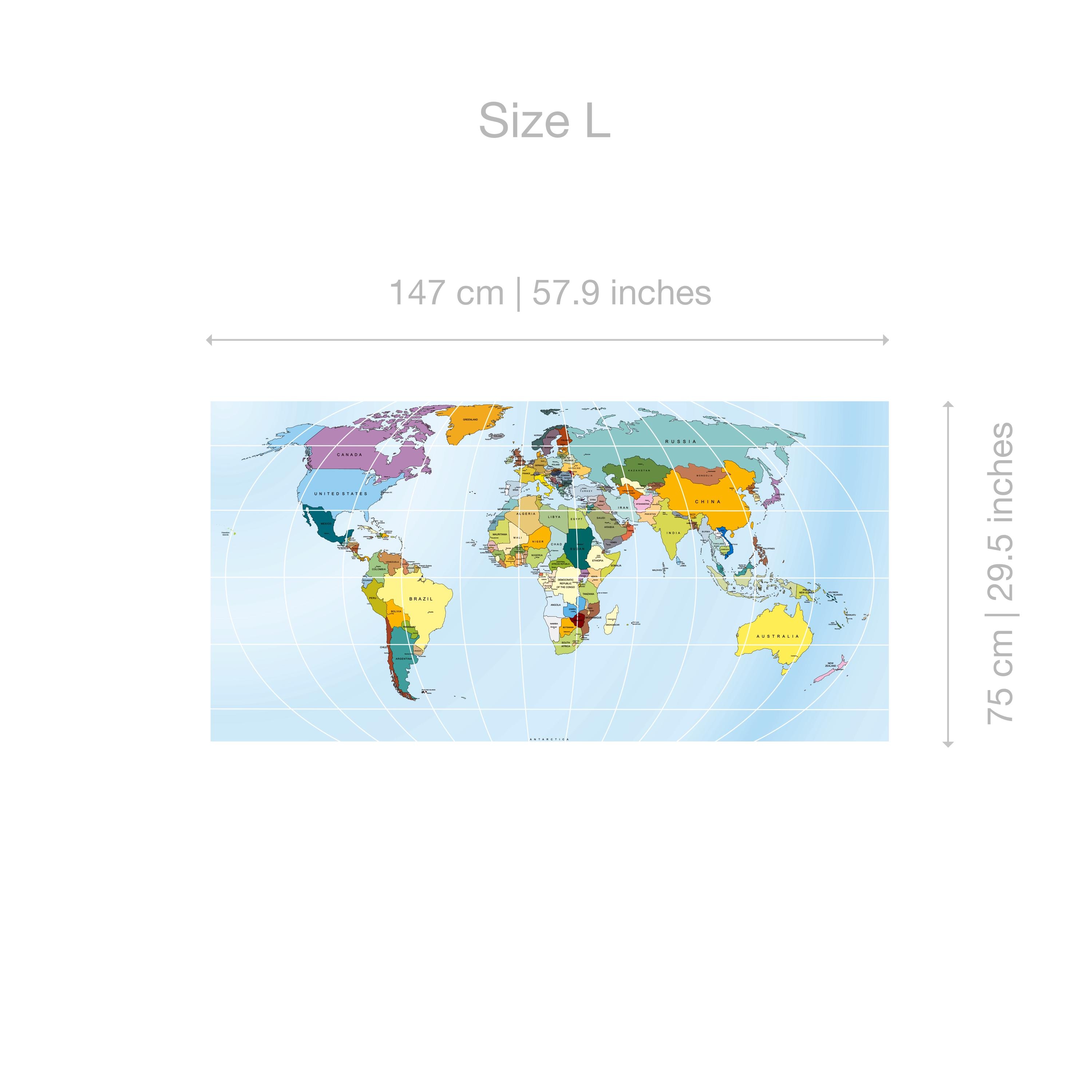 World Map Image Rectangular Rectangular World Map, World Map, Office, Map Decals, World Map Decals ...