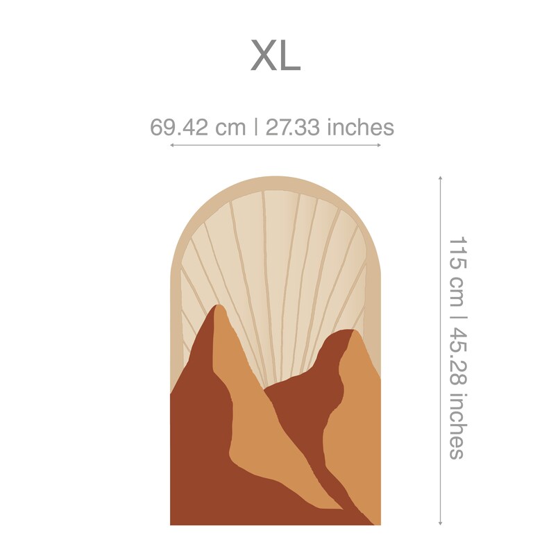 Mountains Boho Abstract Wall Decal Terracotta Color Wall Art Etsy