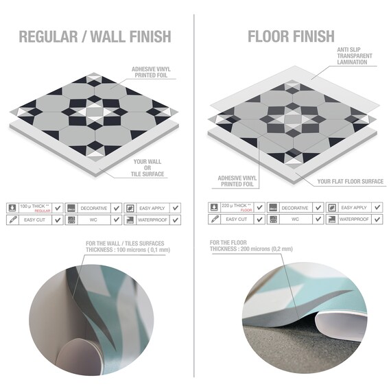 Mattonelle Adesive da Pavimenti Mosaico-Confezione 10 Adesivi-Più Colori e  Misure Disponibili