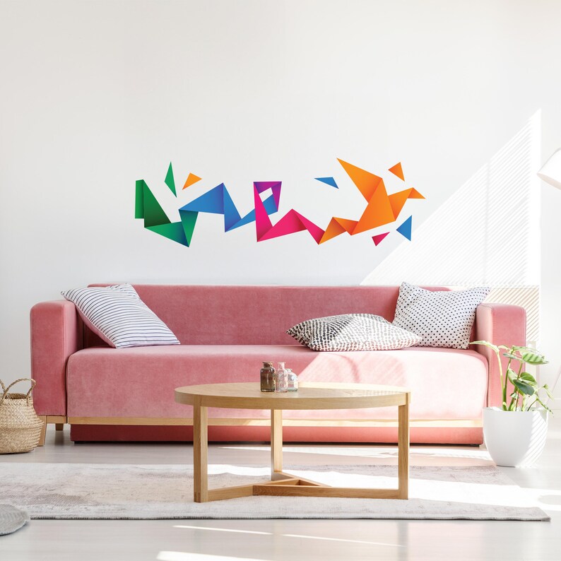 Origami Bird Decal Origami Stickers Origami Decals Wall Decals Wall Stickers Colored Origami Bird Decal SKU:ORIGBIR image 2