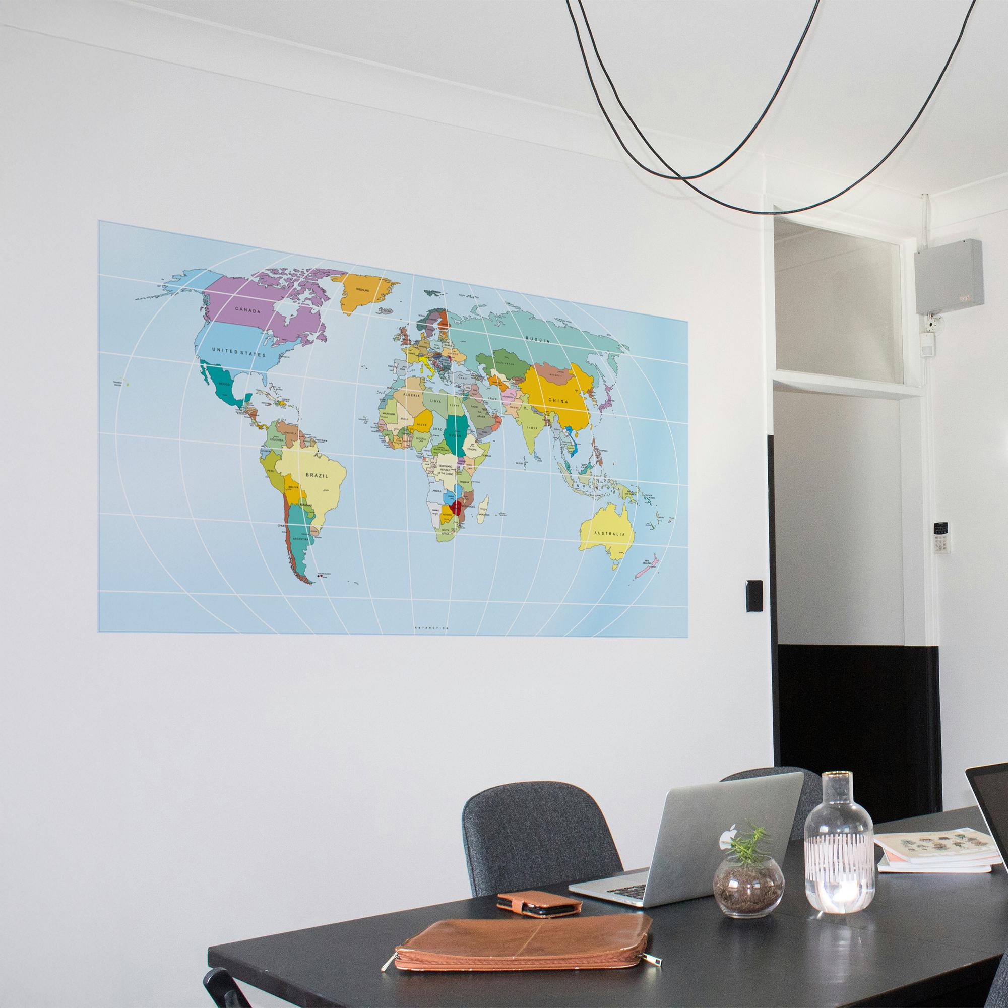 World Map Image Rectangular Rectangular World Map, World Map, Office, Map Decals, World Map Decals ...