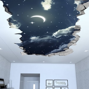 Night Sky 3D Effect Ceiling - 3d Wallpaper - 3d wall decals - 3d printed - 3d wall art - 3d art - Wall Sticker - Wall Decal - SKU: NSC3DW