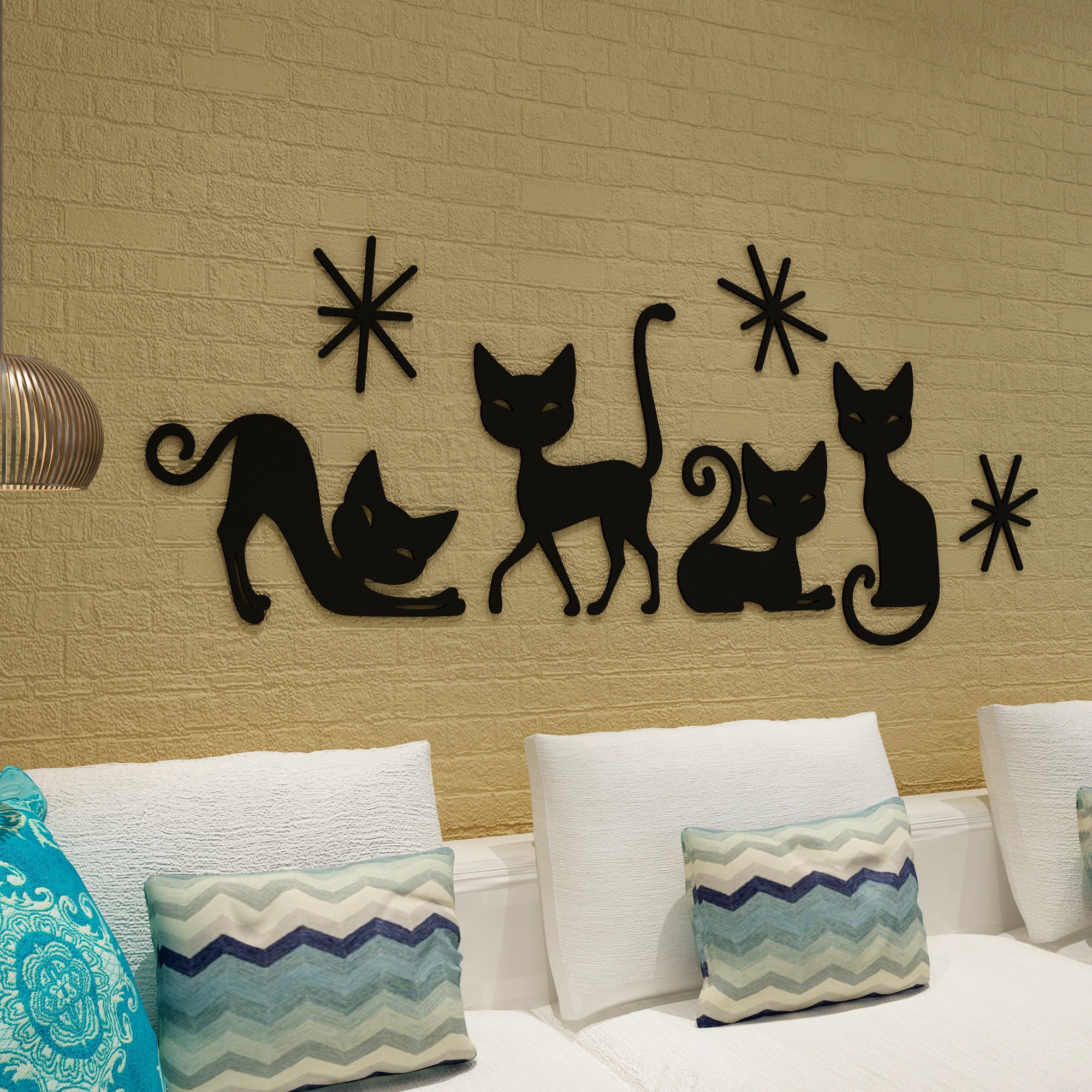 Mid Century Cats, Cat Lover Wall Art, Modern Cat Decor, Retro Wall