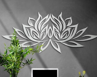 Art mural fleur de lotus - Signe de yoga - Décoration murale 3D - SKU : LOTU
