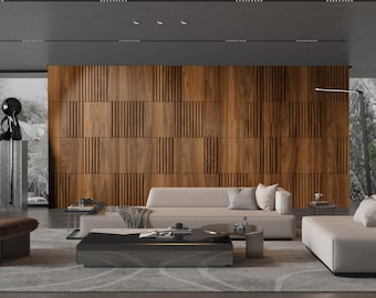 Modular Wall Panels Dark Wood, 3D Wall Panels, Modern Wall Panels, Large Wall Panels, SKU:MDWO