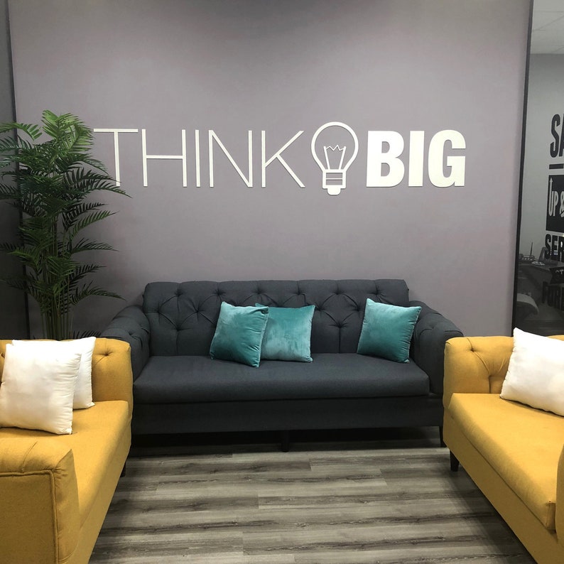 Think Big, Office, Wall, Art, Decor, 3D, PVC, Typography, Inspirational, Motivational, Work, Sucess, Decals, Stickers SKU:THBI image 4